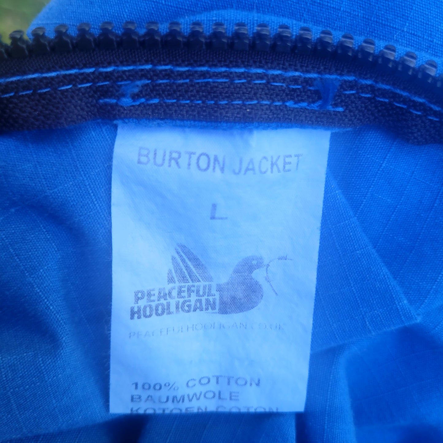 Peaceful Hooligan Burton Overhead Jacket Blue Ripstock Cotton Smock Size Large