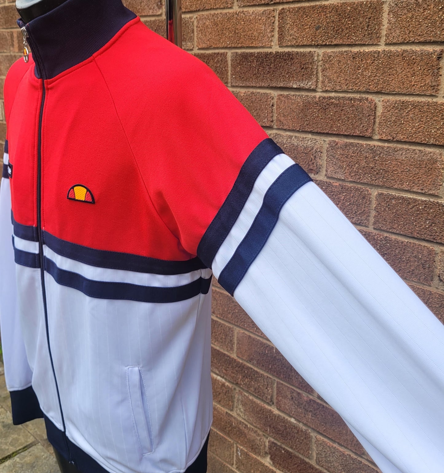 Ellesse Rimini Colour Block Track Jacket – Red / Ice White / Navy Size: Medium