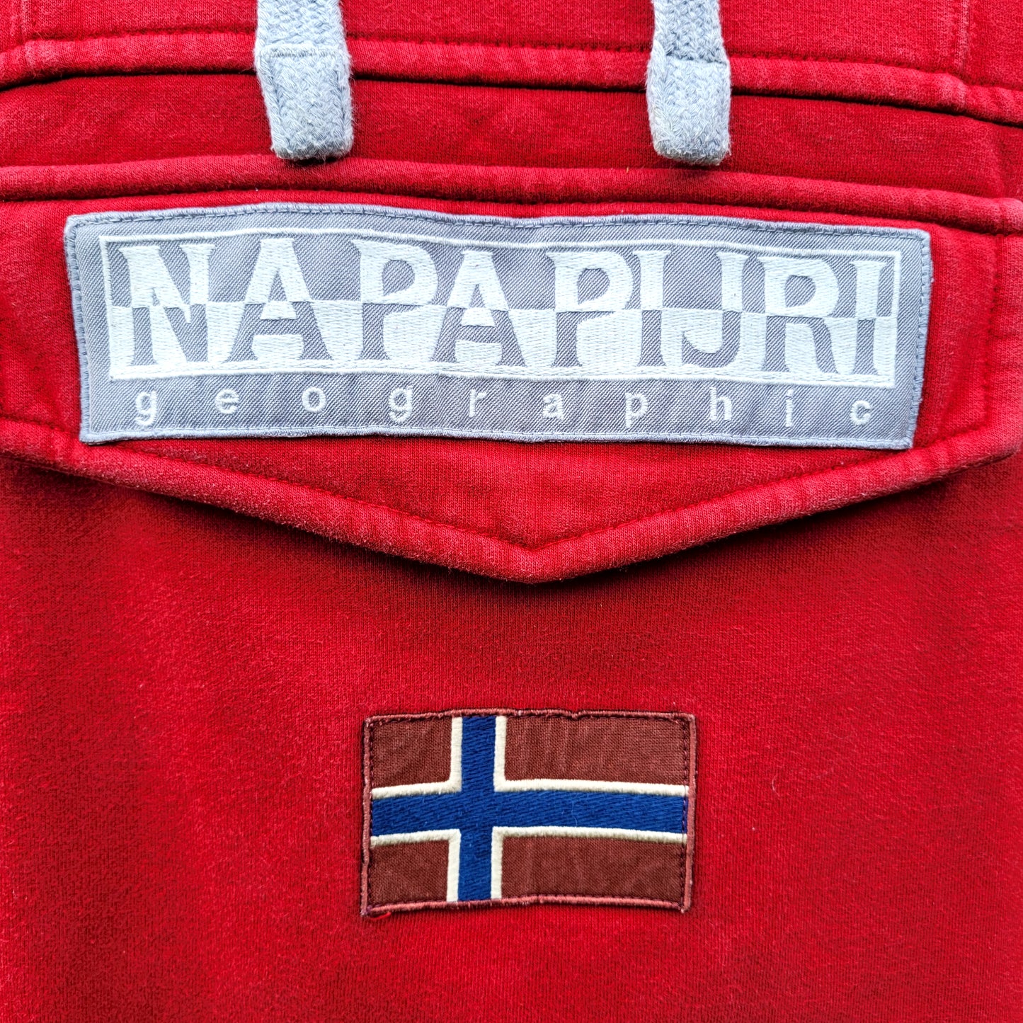 Napapijri Geographic Burgee Logo Hooded Sweatshirt Red Size: Large