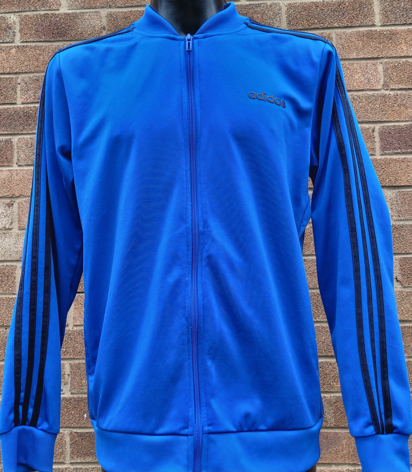 Adidas Originals Blue Zip Track Jacket, Classic 3 Stripe Full Zip Casual Size: Medium