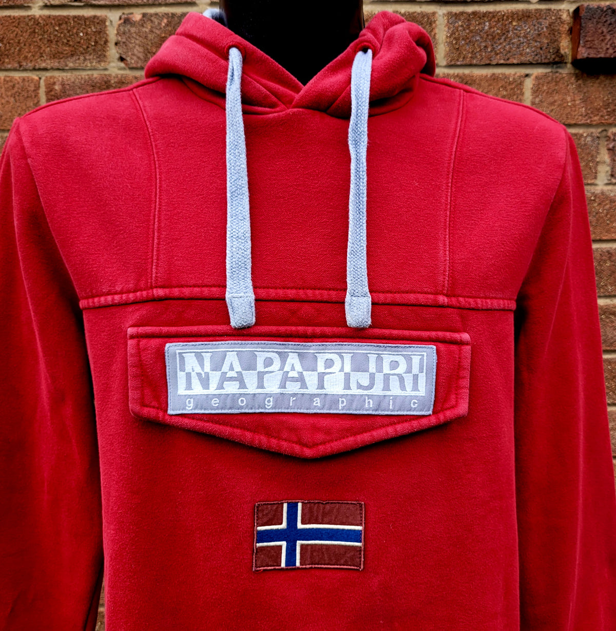 Napapijri Geographic Burgee Logo Hooded Sweatshirt Red Size: Large