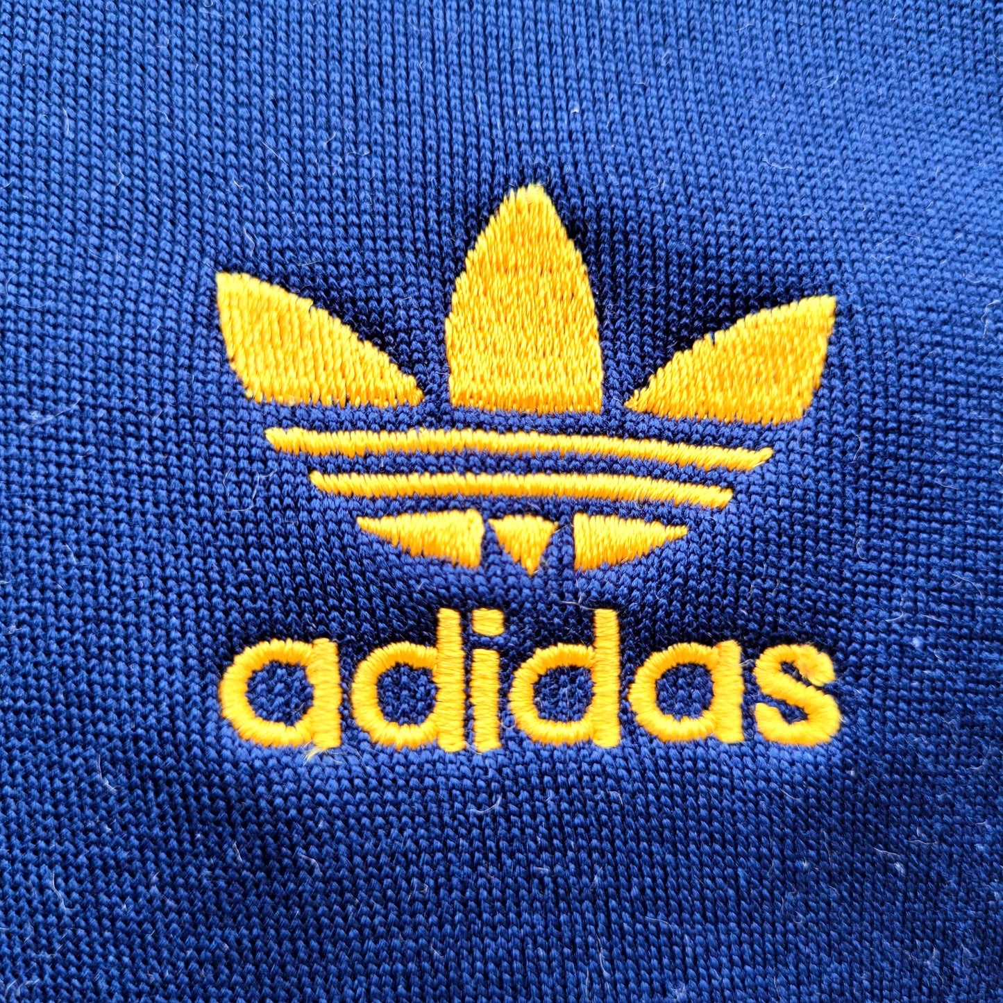 Vintage Adidas Originals Superstar SST Track Jacket Navy Yellow 3 Stripe Full Zip Size M