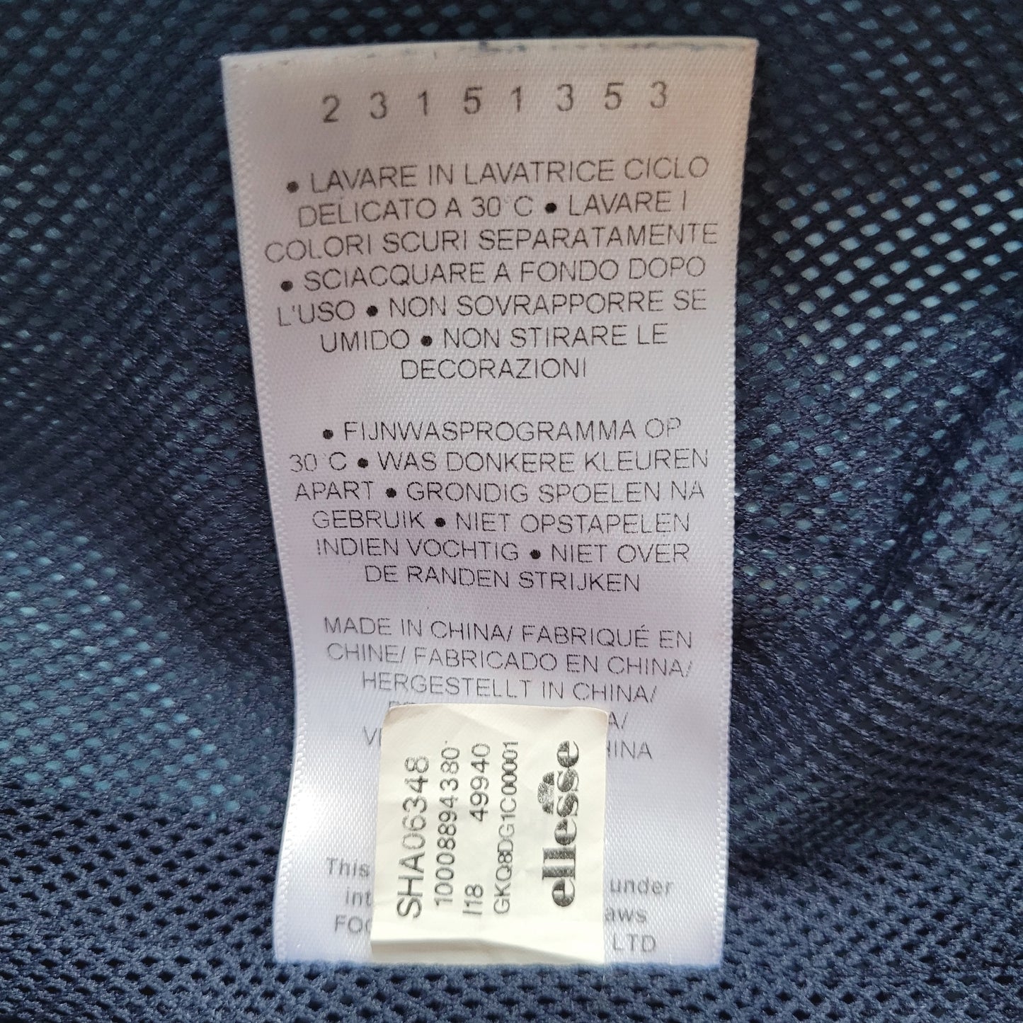Ellesse Colour Block Windbreaker Jacket Navy Blue Teal Hooded Coat UK M Retro Festival Casuals