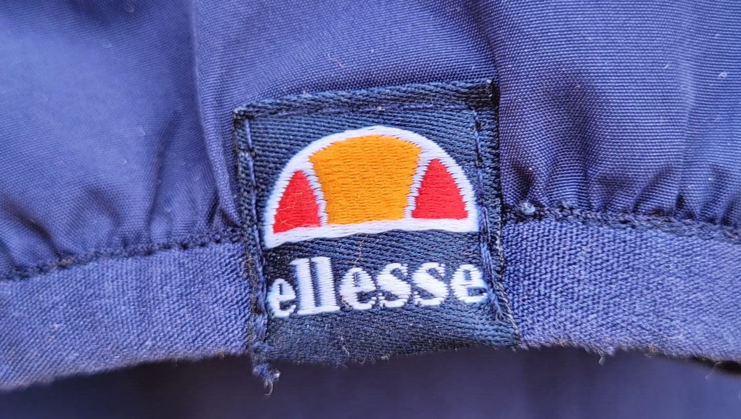 Ellesse Colour Block Windbreaker Jacket Navy Blue Teal Hooded Coat UK M Retro Festival Casuals