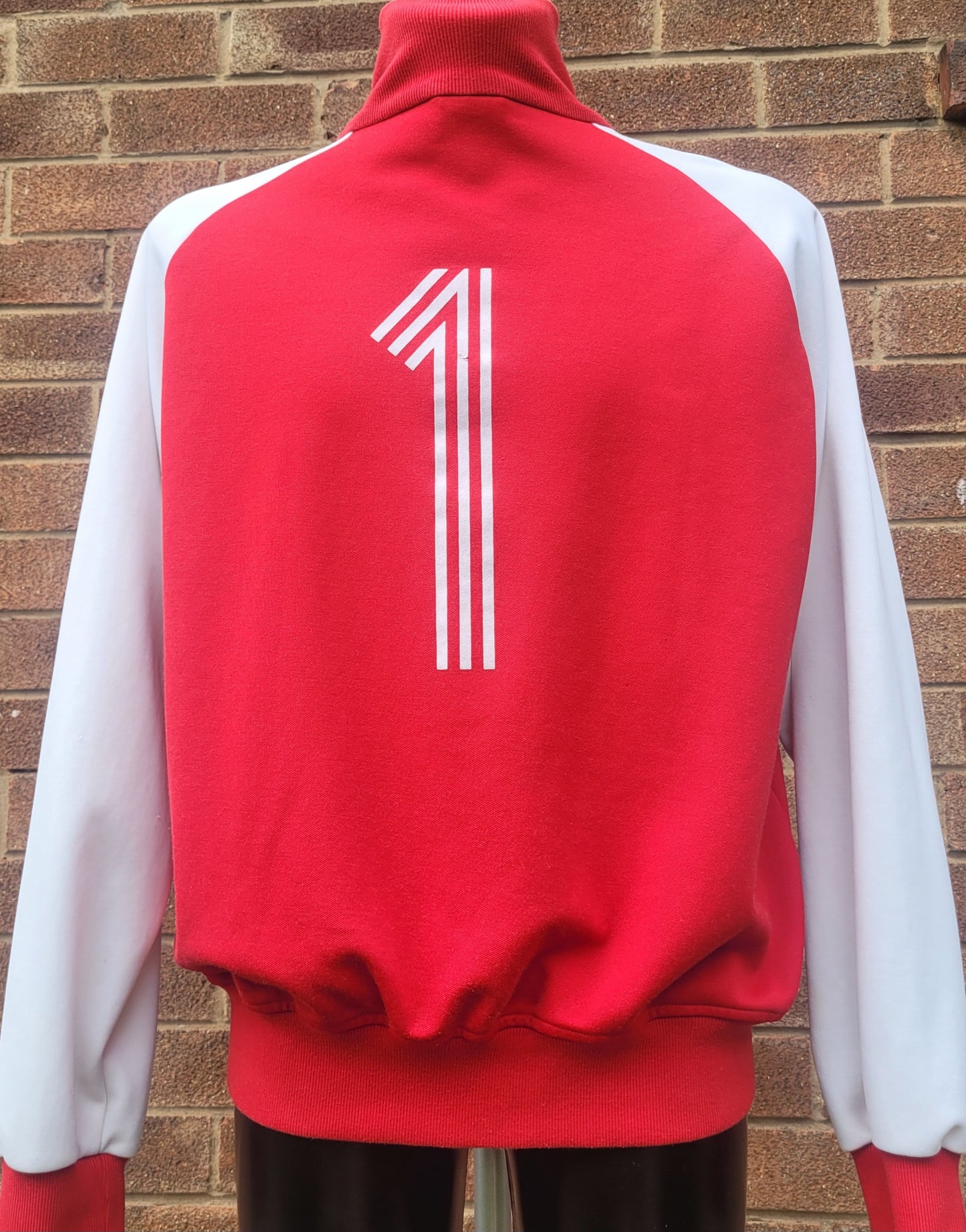 Vintage Adidas “Number One” Track Jacket Red White Full Zip Y2K 2000s Retro Sportswear Size: Large
