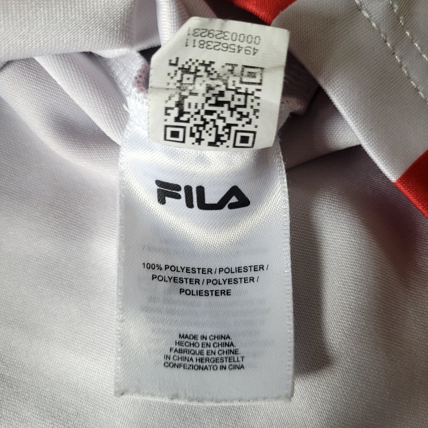 FILA Black Line Checkerboard T-Shirt Red & White Statement Streetwear Tee Size: Medium