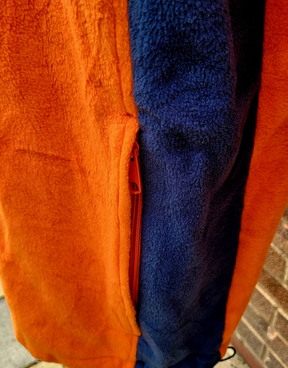 Columbia Full Zip Fleece Jacket Orange & Navy Outdoor Hiking Layer Size: XL