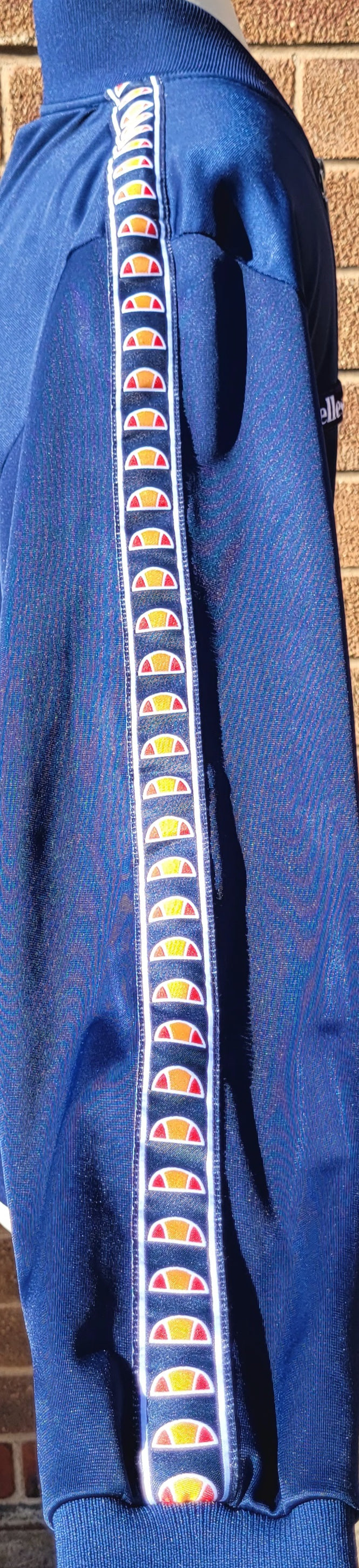 Ellesse Navy Track Top, Branded Logo Tape Sleeve and Zip Pull, Retro Terrace Jacket Size: Small