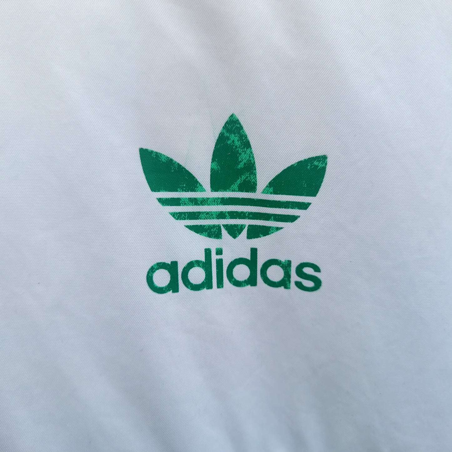 Vintage Adidas Originals Windbreaker Jacket- White Green 3 Stripe- Hooded- Size S