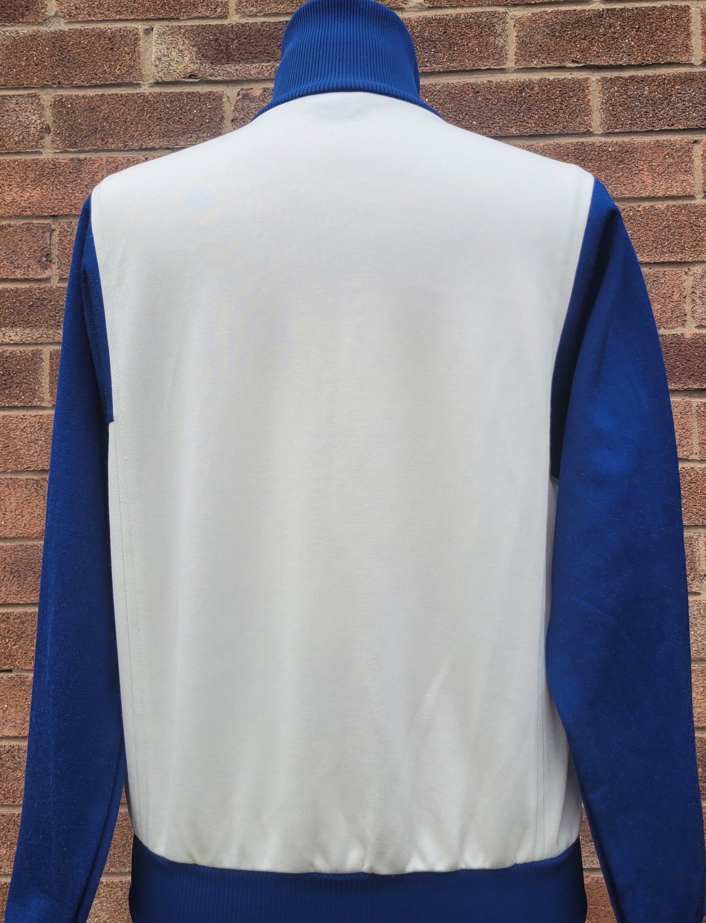 Vintage Adidas Club Track Jacket – White / Blue – Japan Graphic – Full Zip – Size Small
