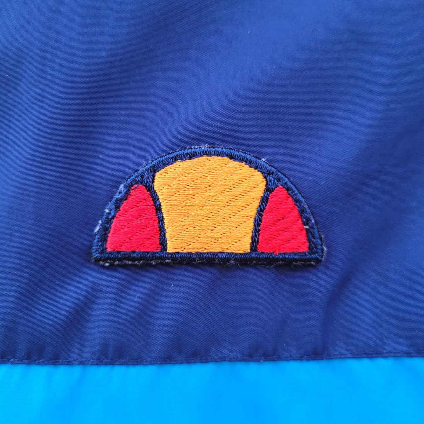 Ellesse Colour Block Windbreaker Jacket Navy Blue Teal Hooded Coat UK M Retro Festival Casuals