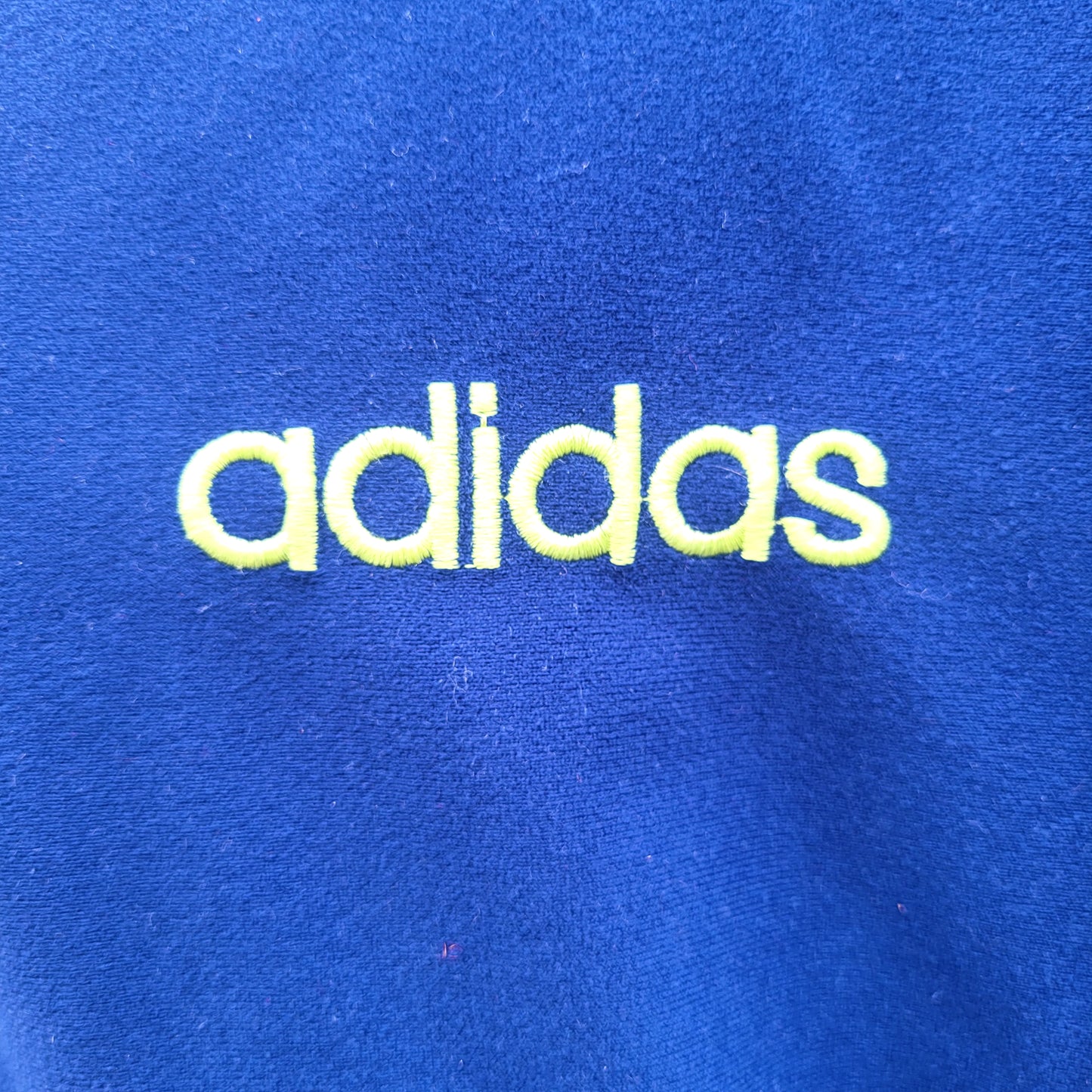 Vintage Adidas Track Jacket Blue Yellow 3 Stripe One World Trefoil Full Zip Size M