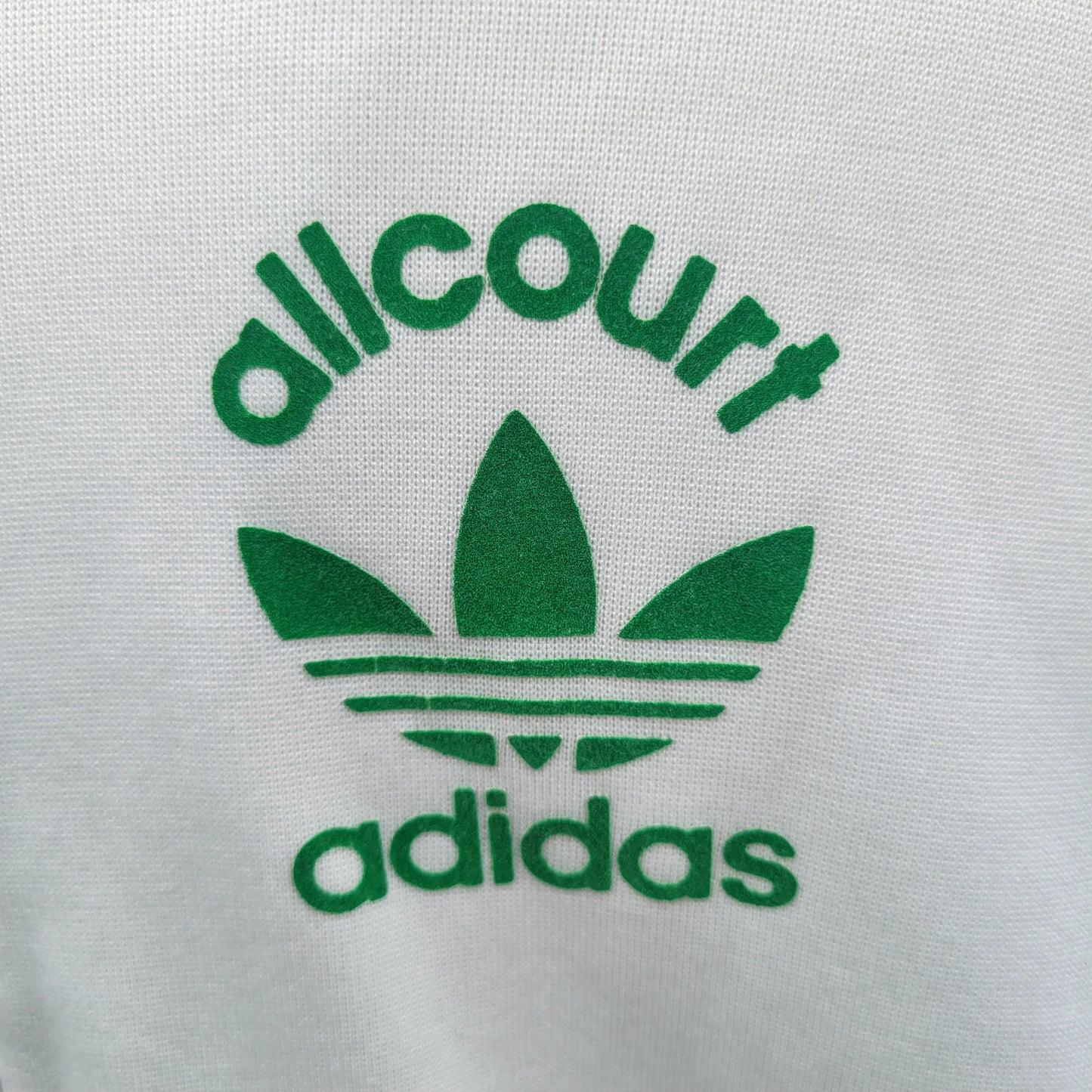 Vintage Adidas Originals “Allcourt” Track Jacket – White Green – Hooded – Full Zip – Size Small