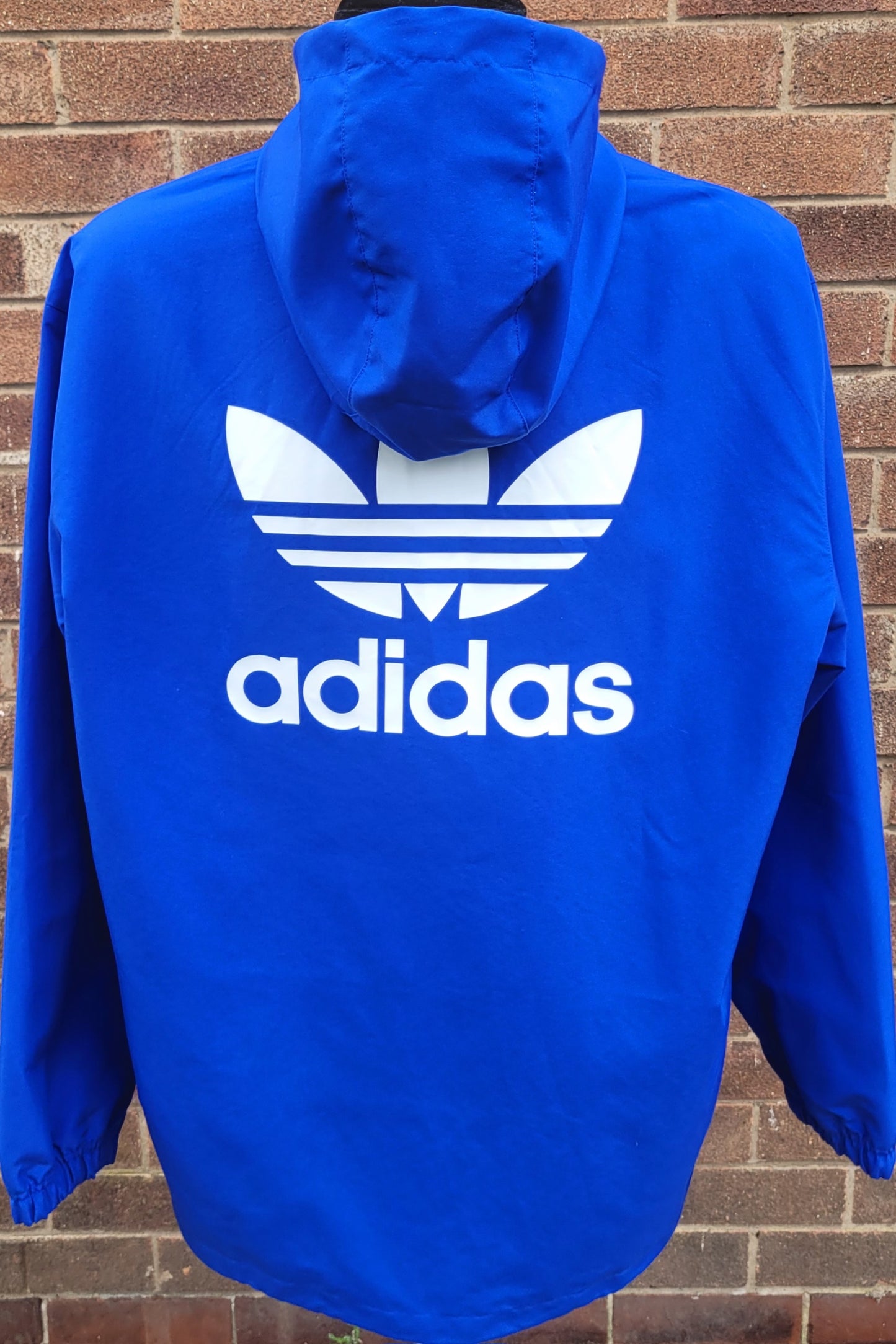 Adidas Originals Trefoil Hooded Windbreaker Jacket Royal Blue Oversized fit Medium - will fit XL