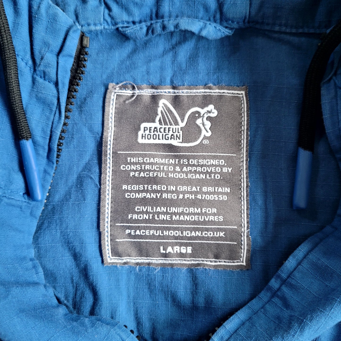 Peaceful Hooligan Burton Overhead Jacket Blue Ripstock Cotton Smock Size Large