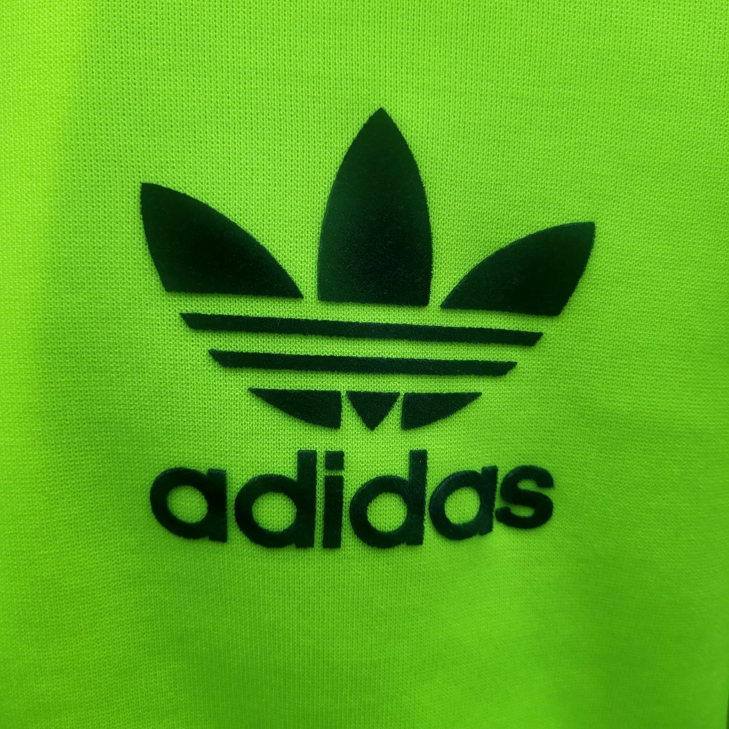 Adidas Originals Neon Green Zip Hoodie, Trefoil Logo  3 Stripe Sleeve, Statement Piece, Size: L