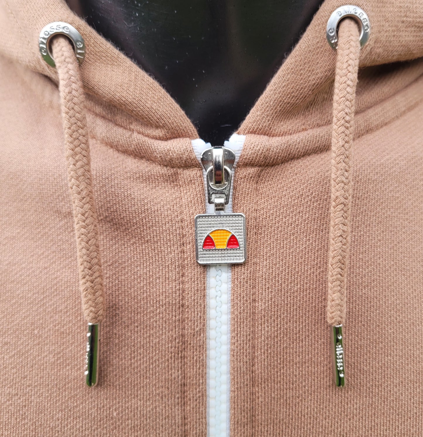 Ellesse Flora Colour Block Zip Hoodie – Sand / Cream / Burgundy Size: UK 12