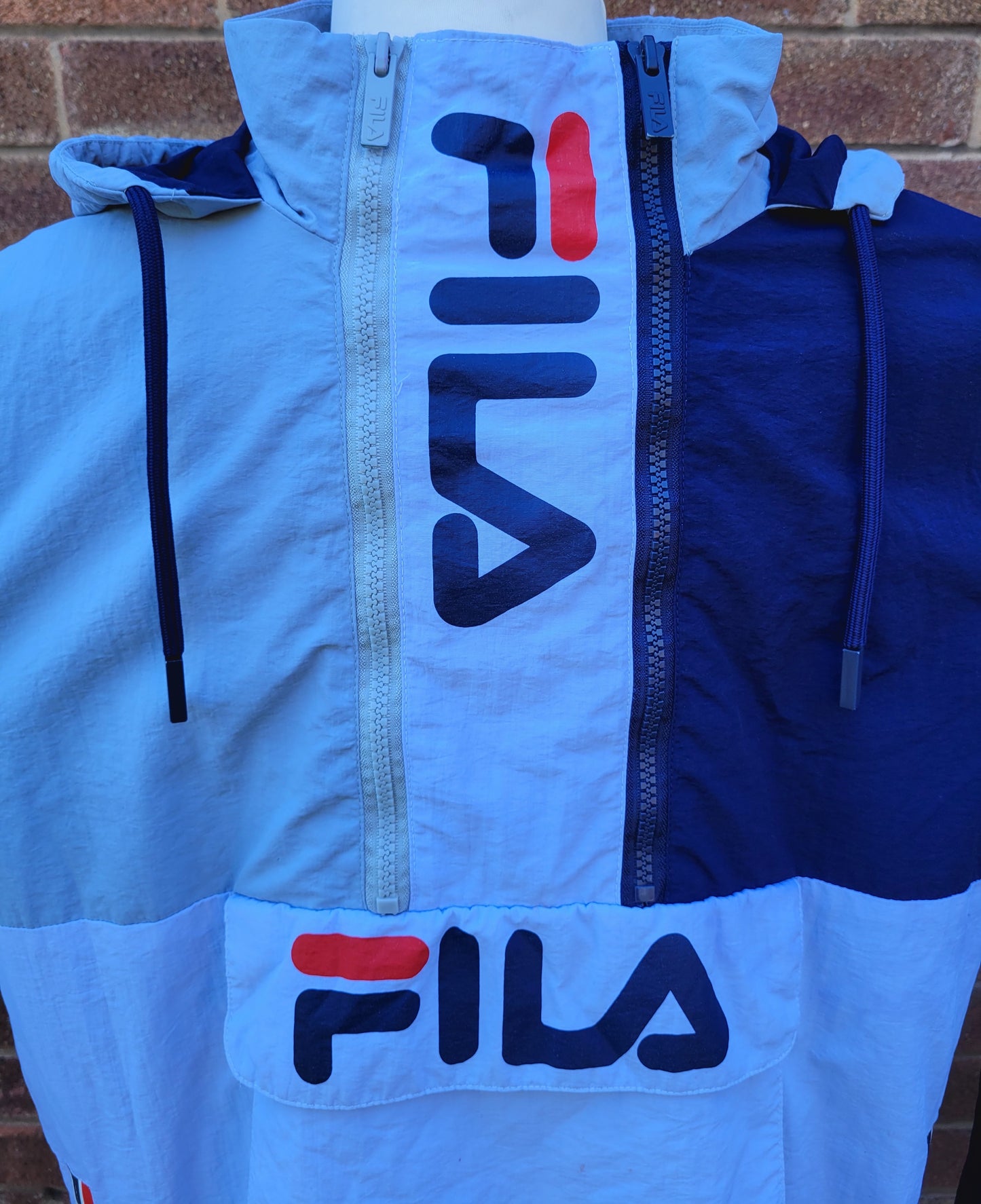 Vintage Fila Spell Out Half Zip Windbreaker Jacket Size: M