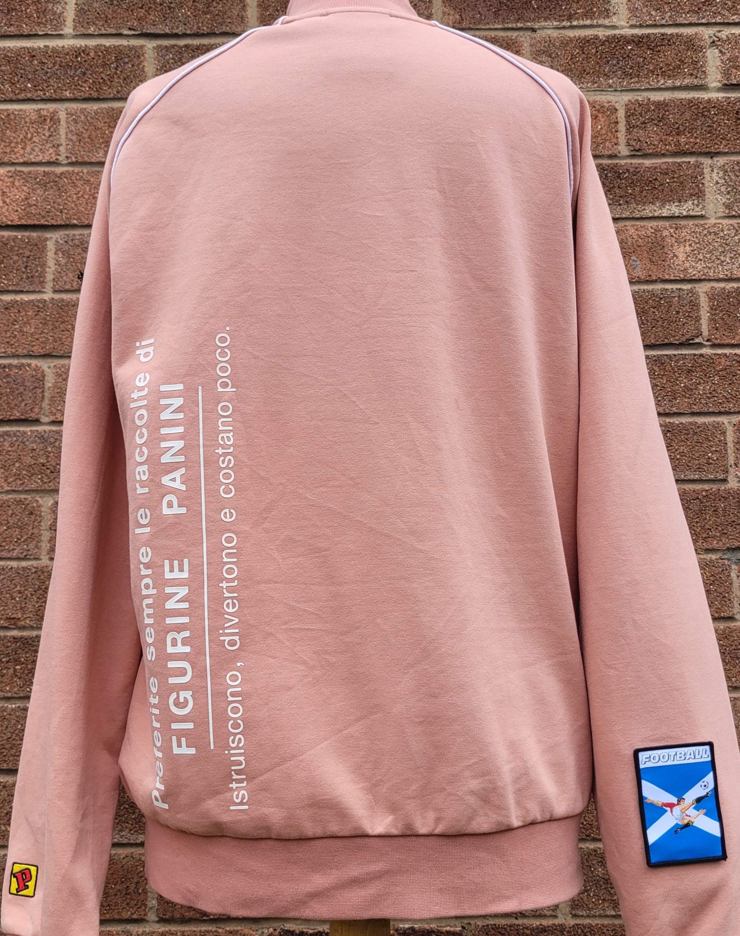 Lyle & Scott Panini Football Track Jacket  Salmon Pink Patch Detail Full Zip – Size M