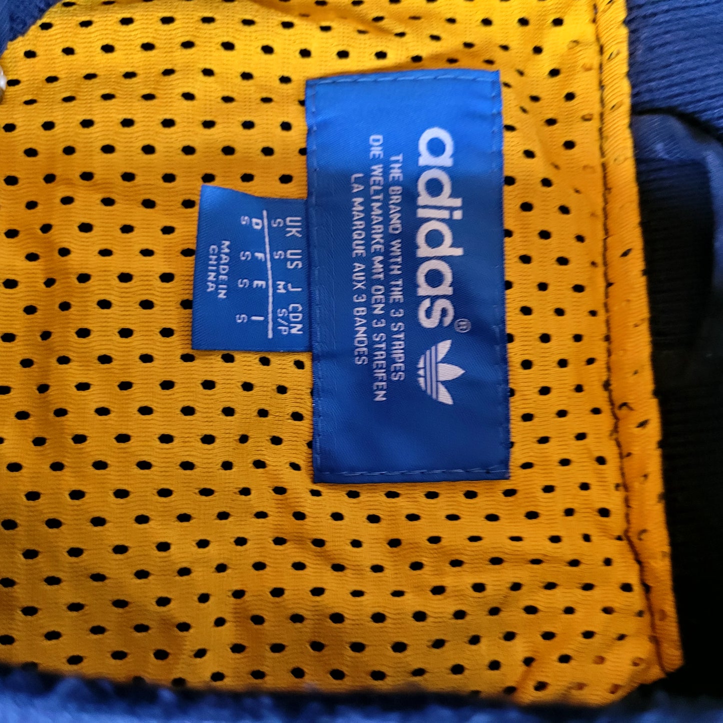 Vintage Adidas Originals Zip Jacket Navy Yellow Mesh Lined Trefoil Resin Zip Size S
