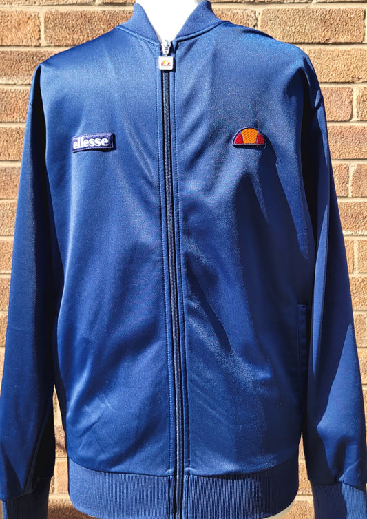 Ellesse Navy Blue full zip tack jacket branded zip pull taped logo sleeve side pockets