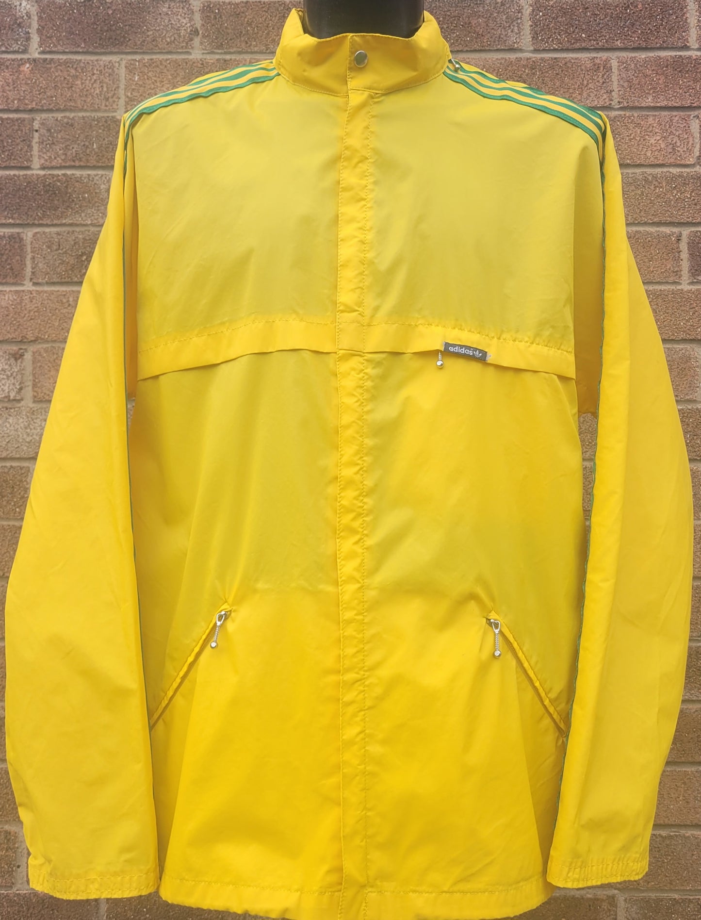 Vintage adidas Ventex Yellow & Green Nylon Windbreaker Jacket Made In Tunisia Size XL