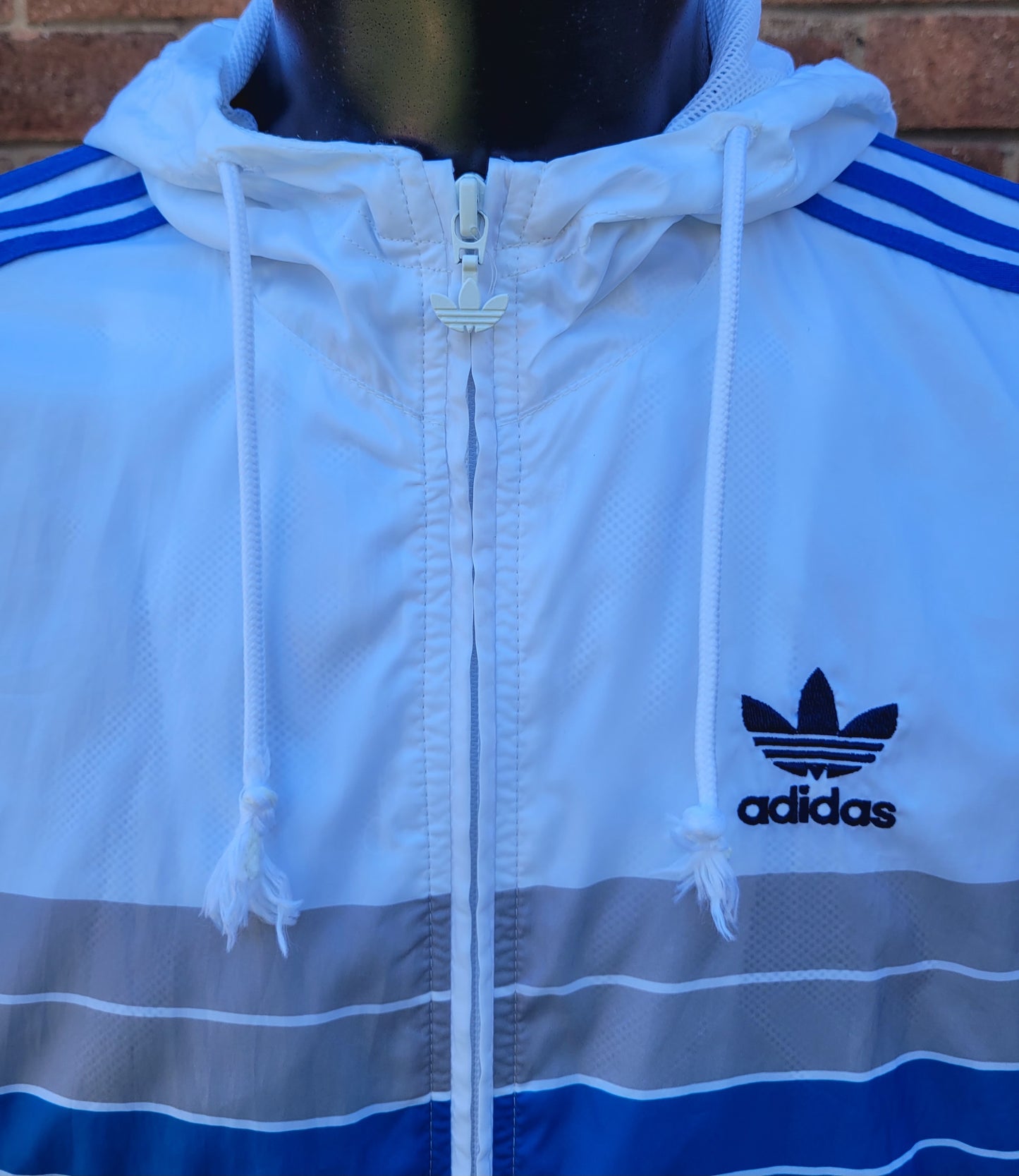Vintage adidas Originals Windbreaker Jacket Navy blue Grey White Trefoil Full Zip Original Sport Size: S and M