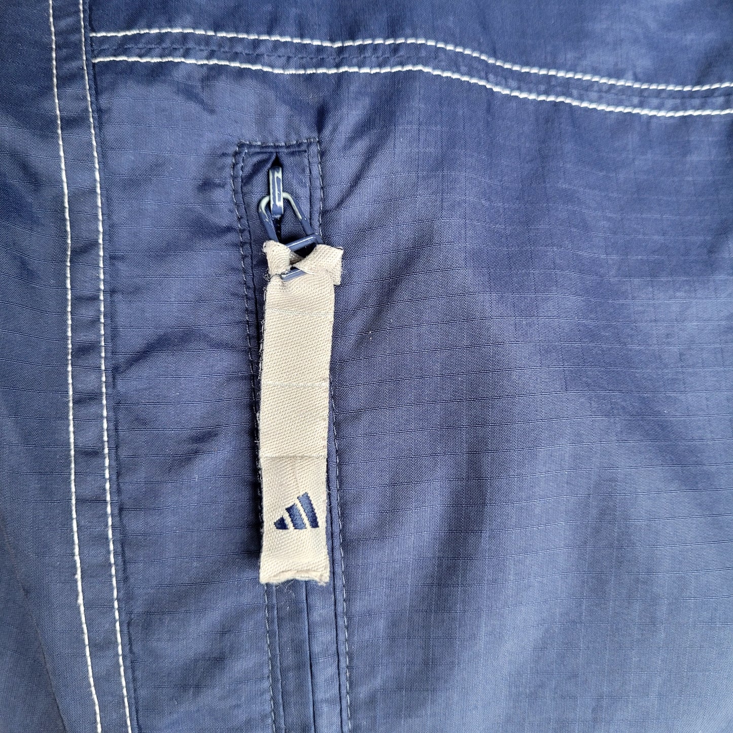 Vintage 1999 Adidas Sports Half Zip Hooded Windbreaker Jacket Navy Blue Mesh Lined American Size: Large