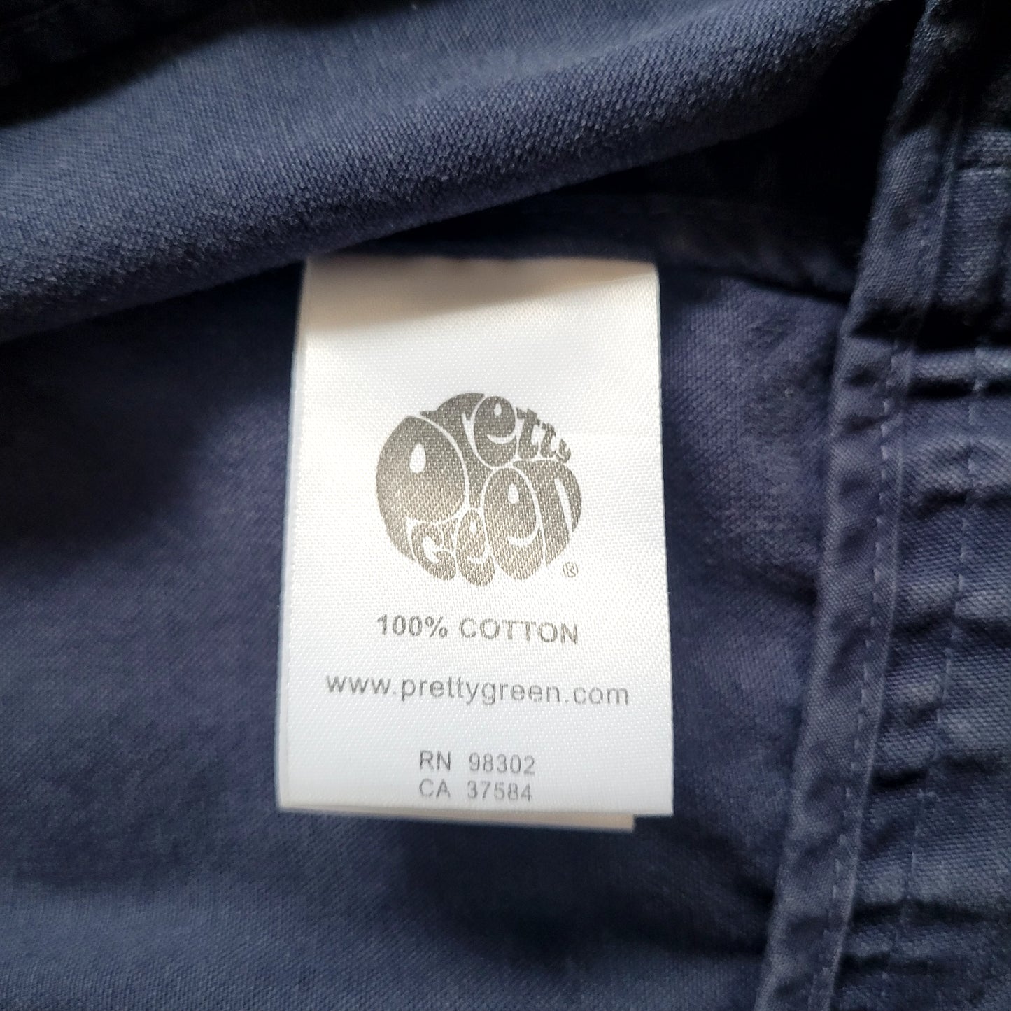Pretty Green Hooded Zip Jacket Navy Cotton Lightweight Jacket Size: Small