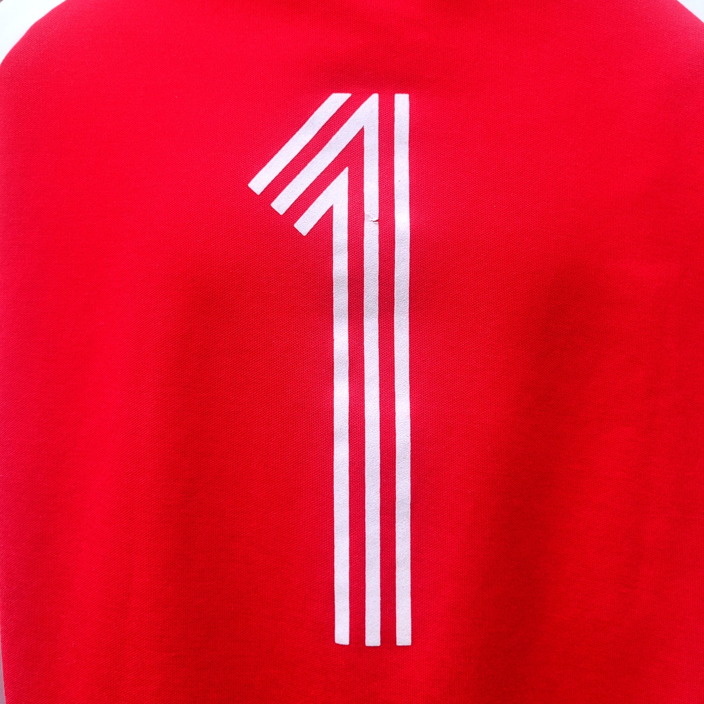 Vintage Adidas “Number One” Track Jacket Red White Full Zip Y2K 2000s Retro Sportswear Size: Large