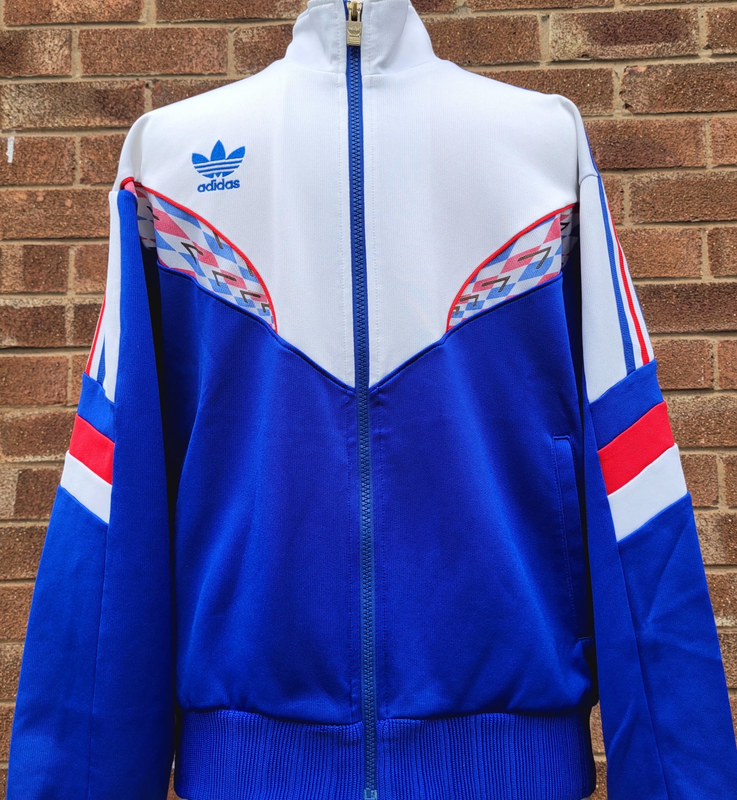 Vintage Adidas Originals Descente Japanese Track Jacket – Blue/White/Red Trefoil Full Zip Size M
