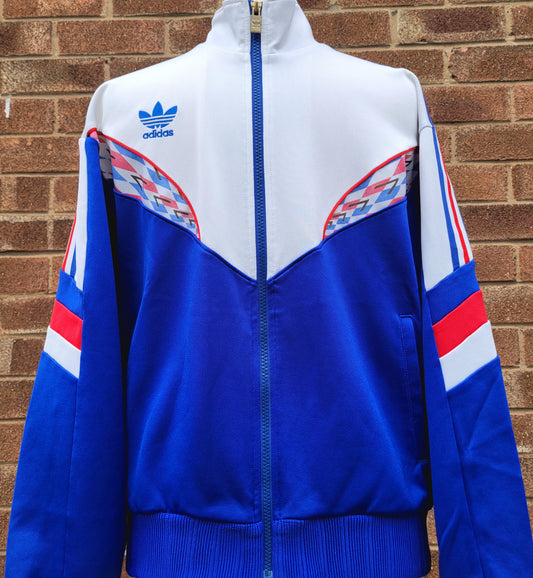 Vintage Adidas Originals Descente Japanese Track Jacket – Blue/White/Red Trefoil Full Zip Size M