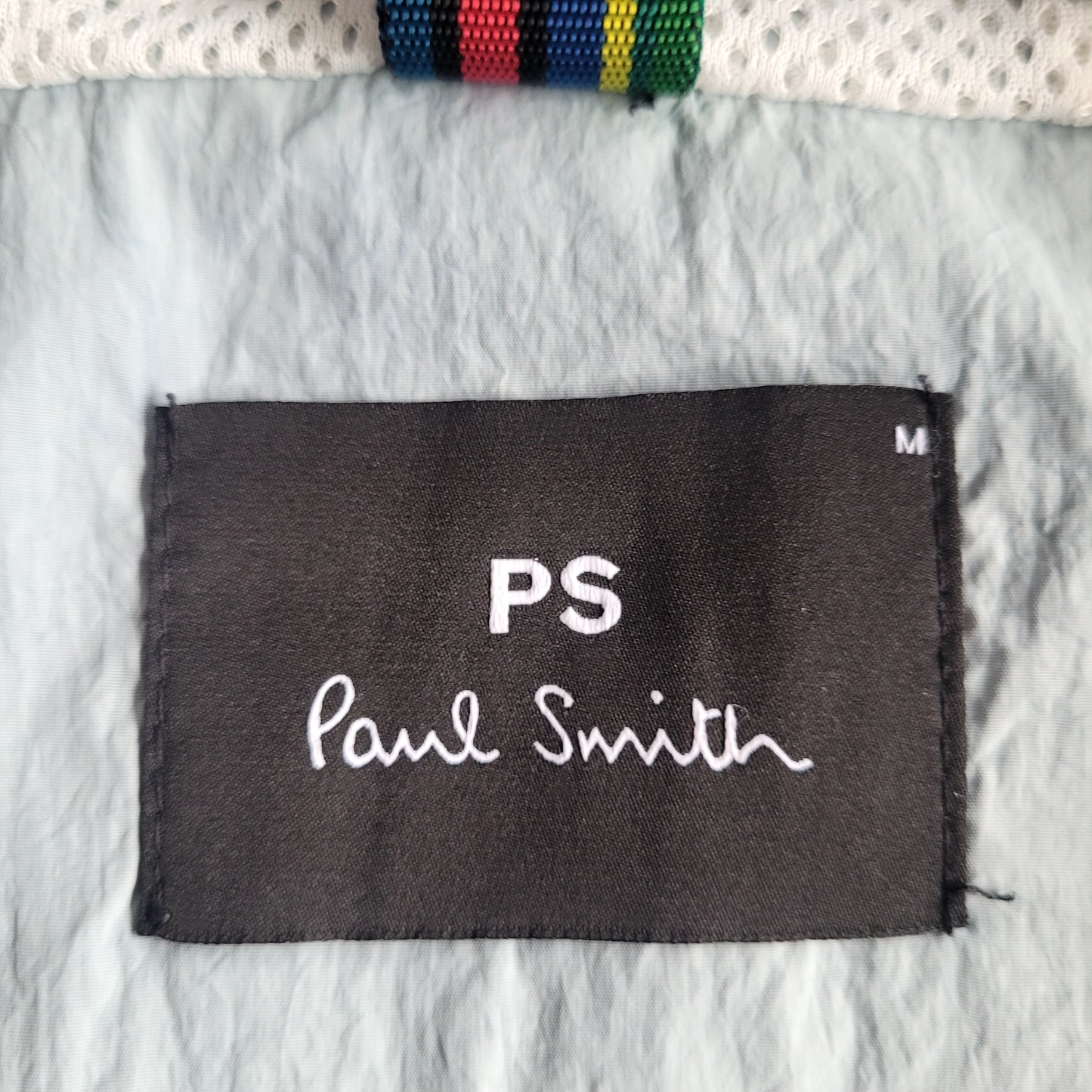Paul Smith PS Colour Block Overhead Packaway Windbreaker Jacket – Blue / Stone / Tan – Mesh Lined Size: M