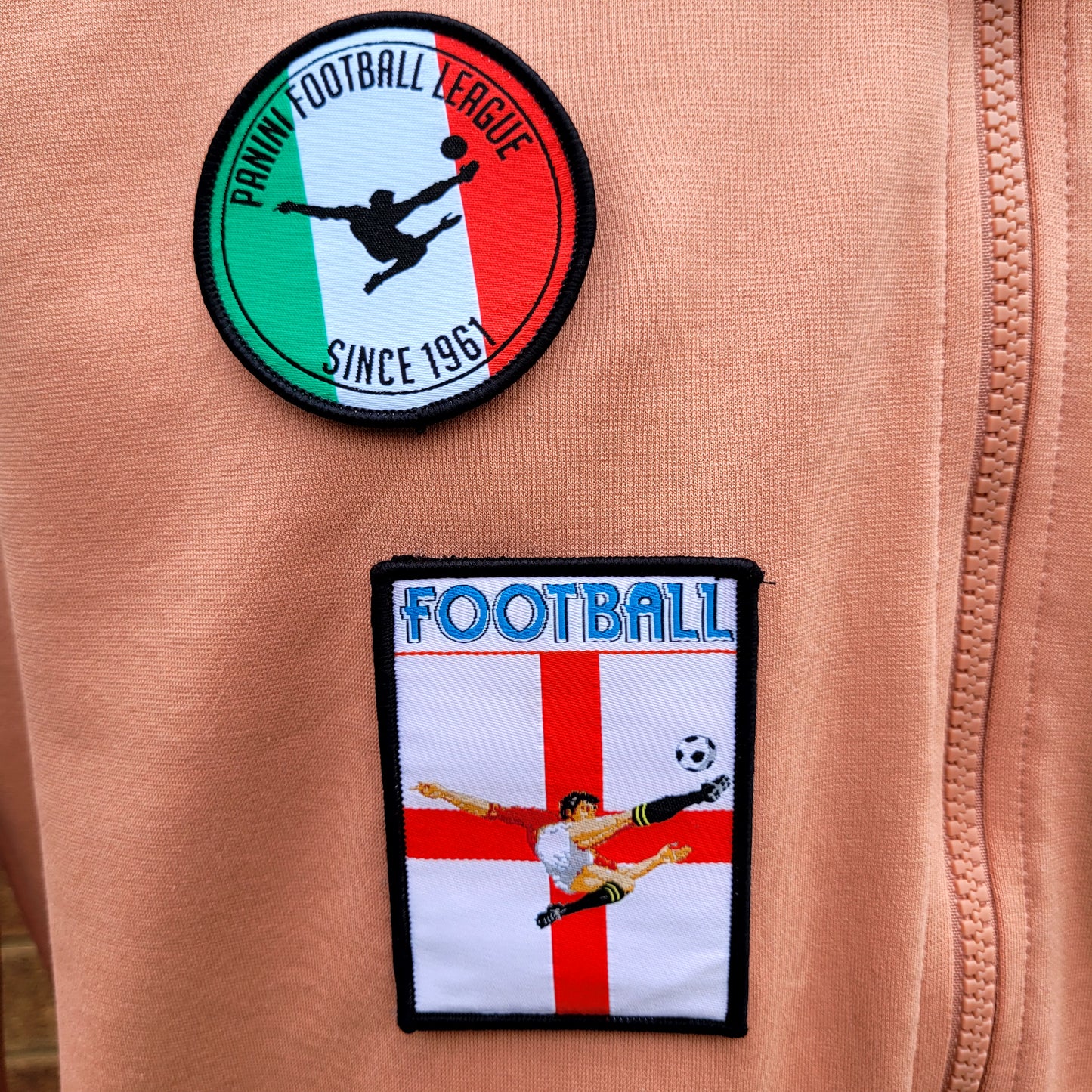 Lyle & Scott Panini Football Track Jacket  Salmon Pink Patch Detail Full Zip – Size M