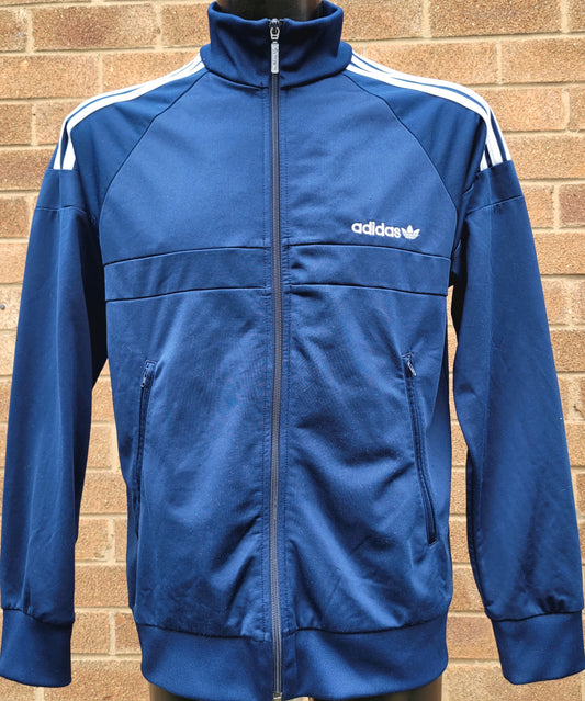 2015 Adidas Originals Navy Blue full zip track top embroidered trefoil logo zip side pockets