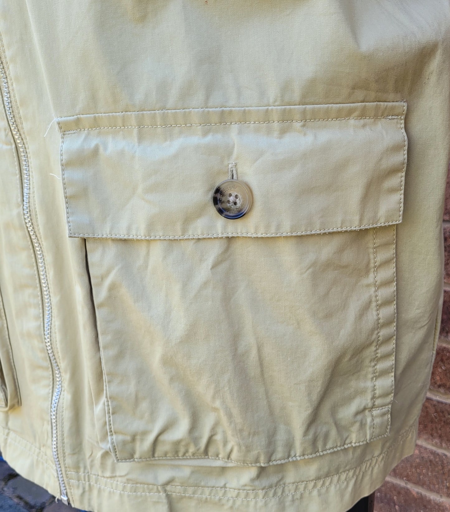 Adidas Originals Hooded Trefoil Utility Jacket Beige  Full Zip Trefoil Logo Men's Vintage Style Size: Medium