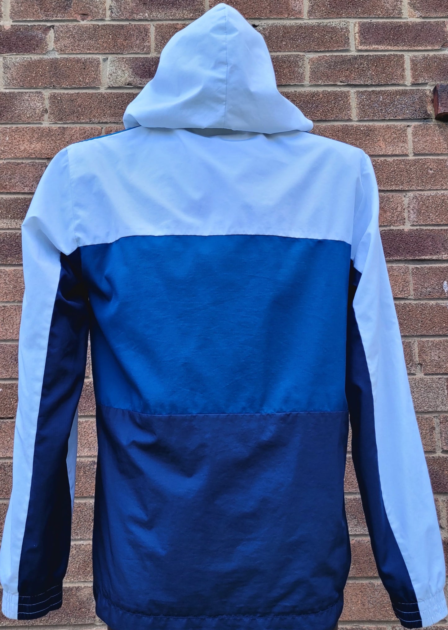 Adidas Originals Colour Block Windbreaker Jacket Hoodie White Blue UK: M