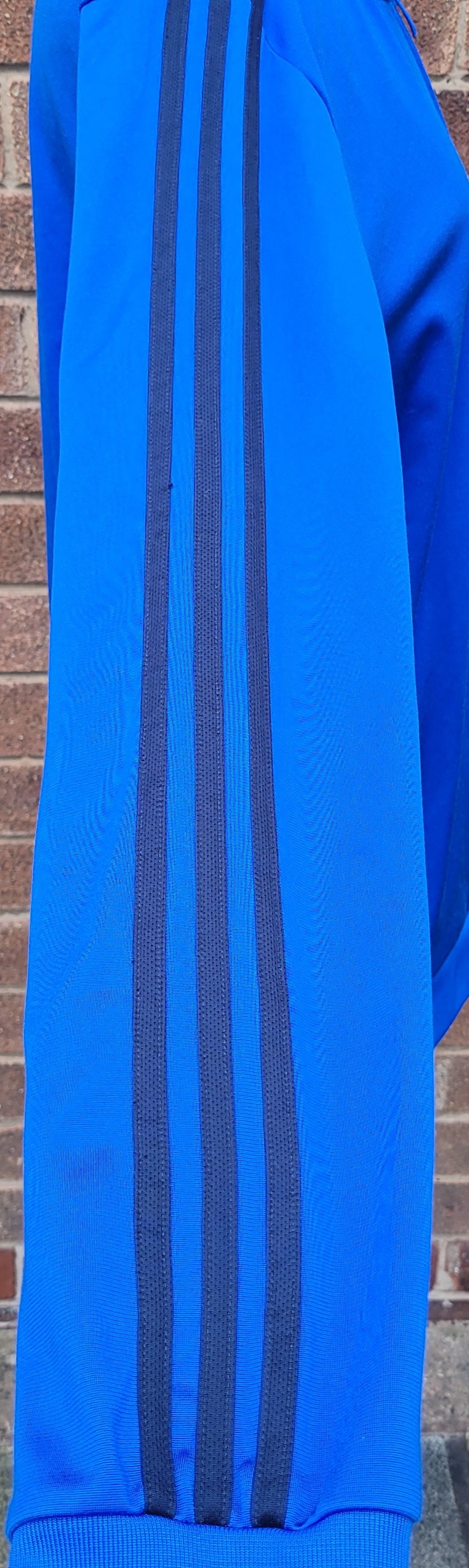 Adidas Originals Blue Zip Track Jacket, Classic 3 Stripe Full Zip Casual Size: Medium