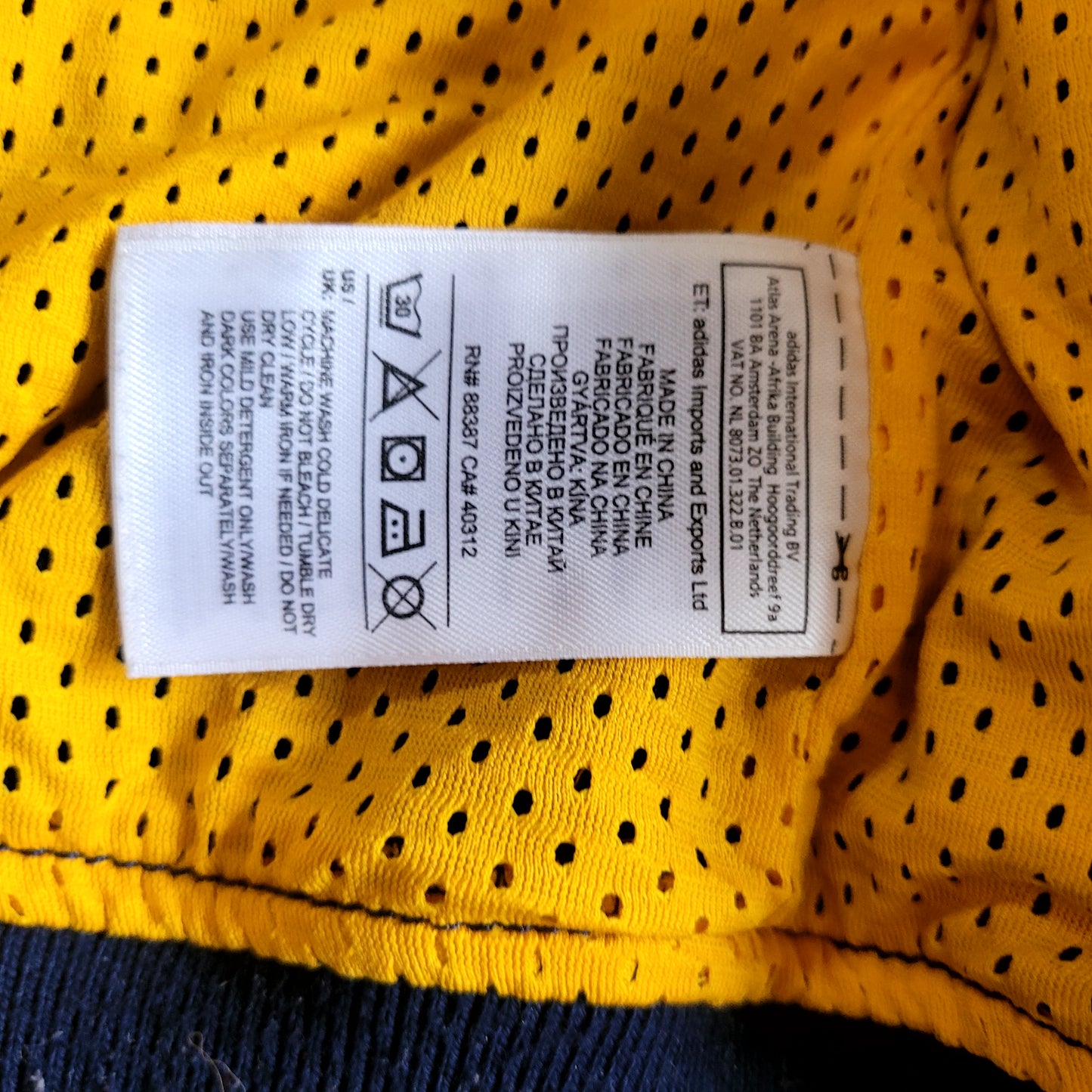 Vintage Adidas Originals Zip Jacket Navy Yellow Mesh Lined Trefoil Resin Zip Size S