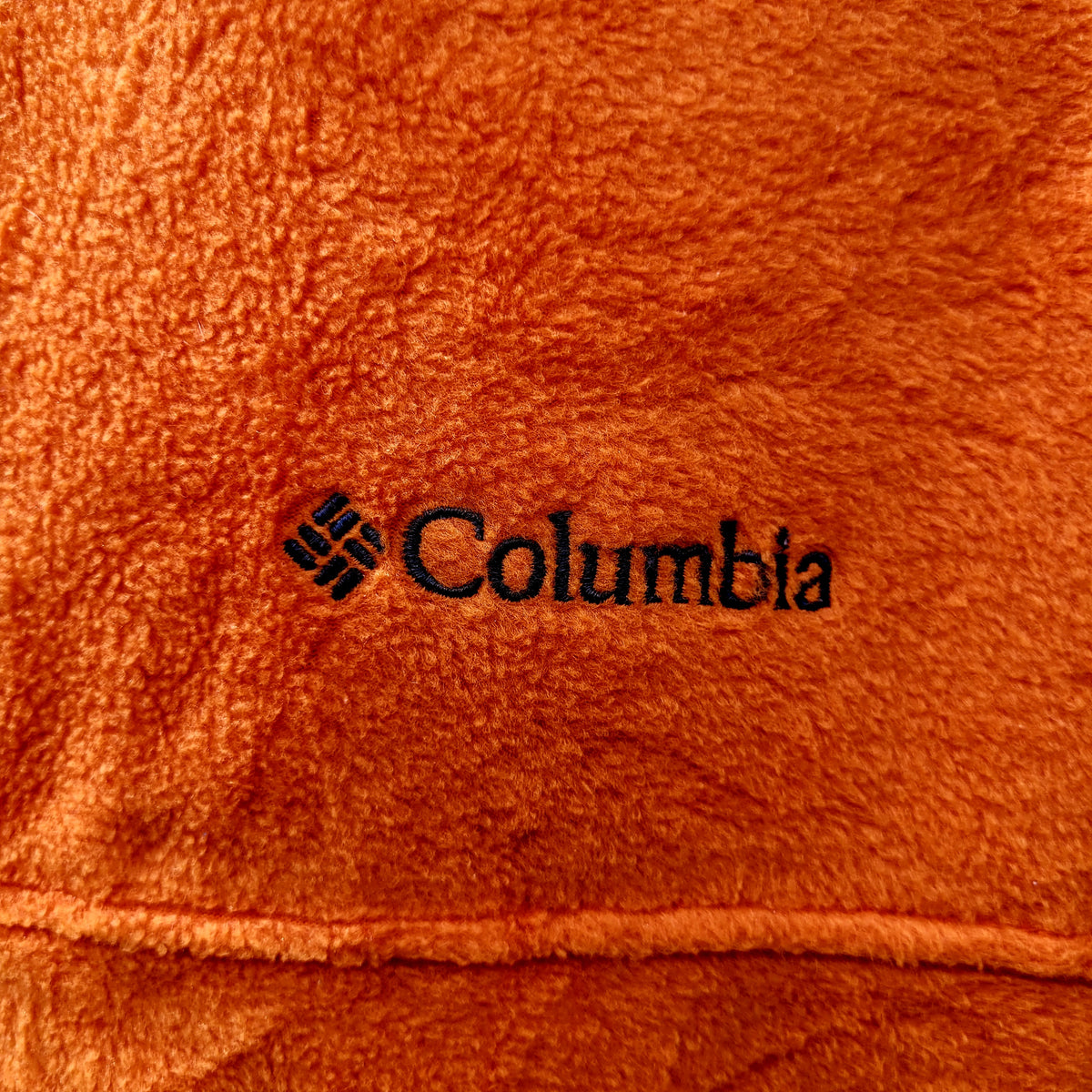 Columbia Full Zip Fleece Jacket Orange & Navy Outdoor Hiking Layer Size: XL