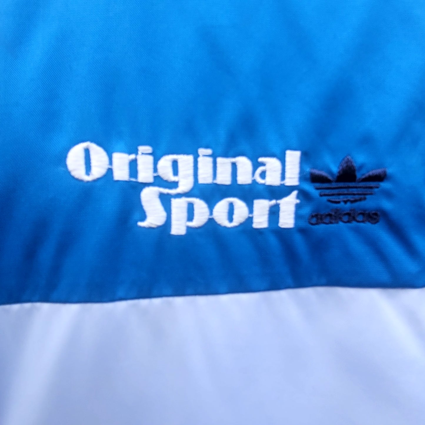 Adidas Classic Originals Sport Windbreaker Jacket Blue White 3 Stripe Hooded-Size S