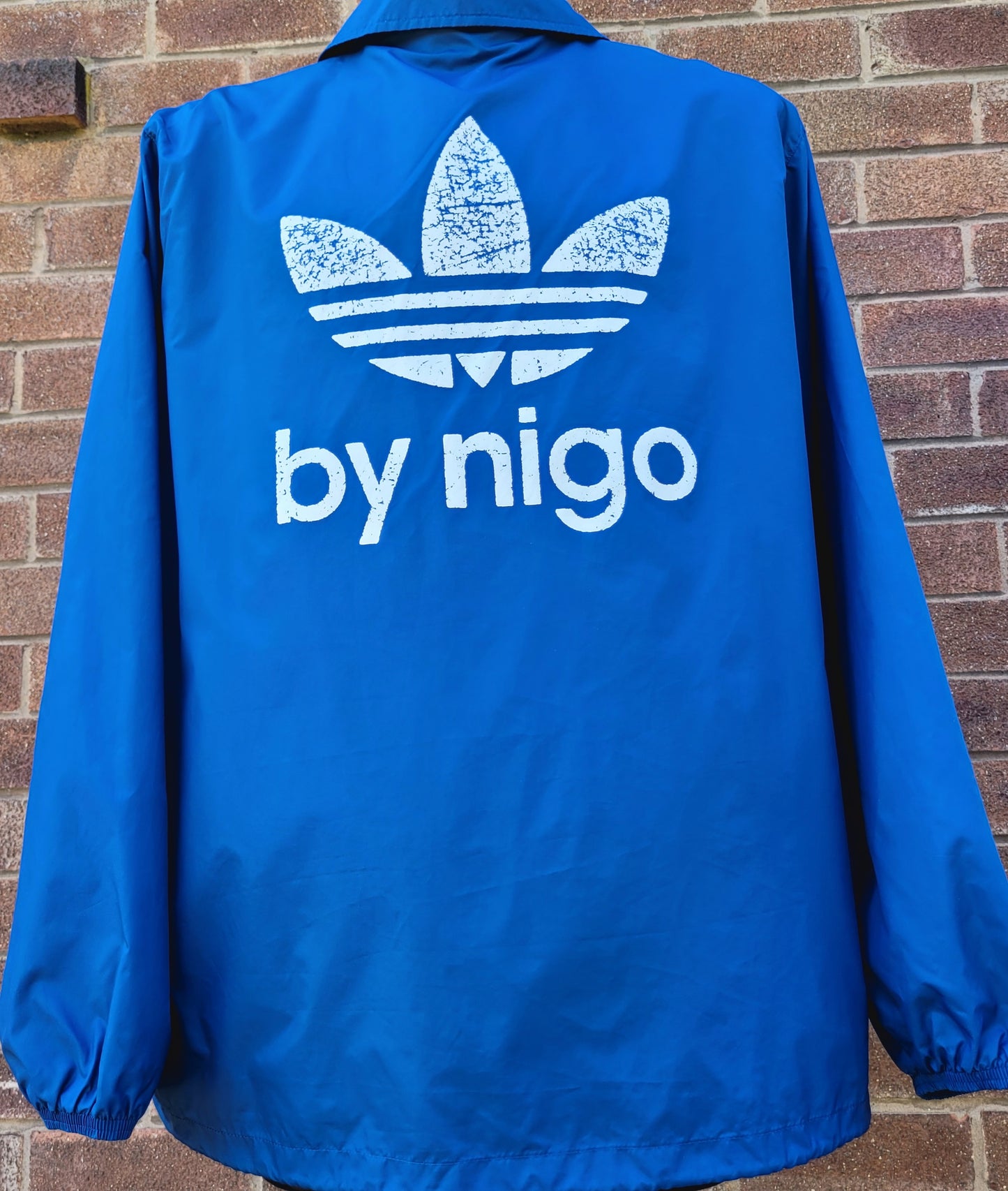 Adidas Originals x Nigo Coach Jacket Blue Trefoil Back Print Size XL Vintage Style