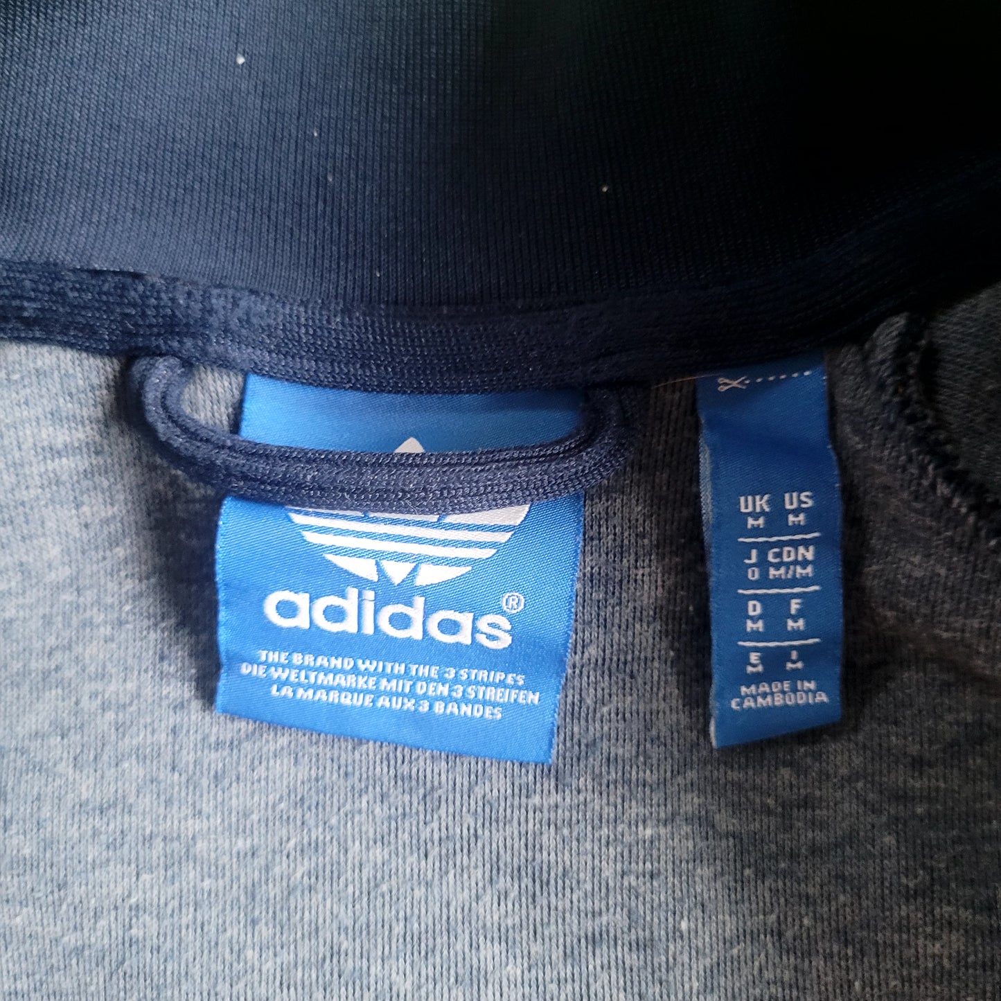 Vintage Adidas Originals Superstar SST Track Jacket Navy Yellow 3 Stripe Full Zip Size M