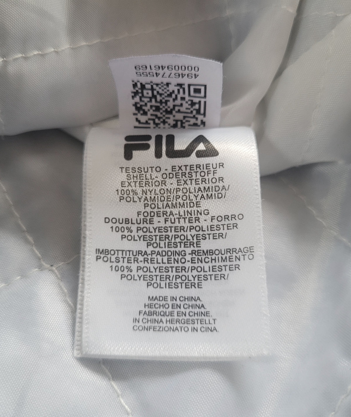 FILA Oversized Half Zip Overhead Padded Anorak Jacket White Navy Red Colour Block Logo Windbreaker Size: Medium