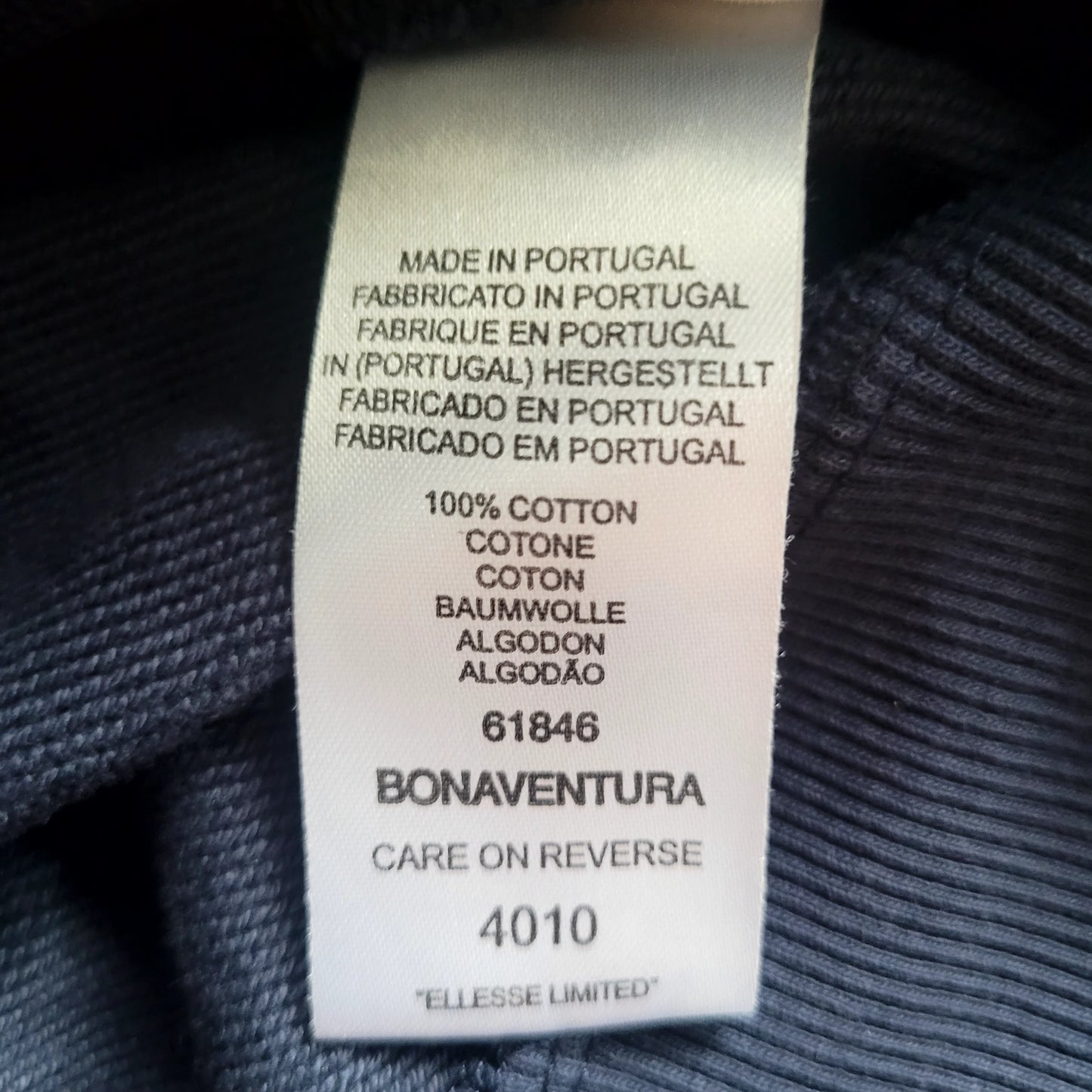 Ellesse Italia Track Jacket Navy Blue Full Zip Track Top Made in Portugal Size: Medium