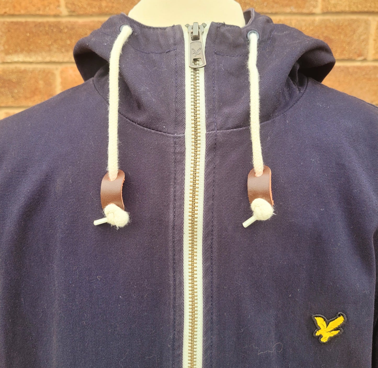 Lyle & Scott Hooded Jacket Navy Full Zip Coat Classic Eagle Logo Casual Outerwear Size M