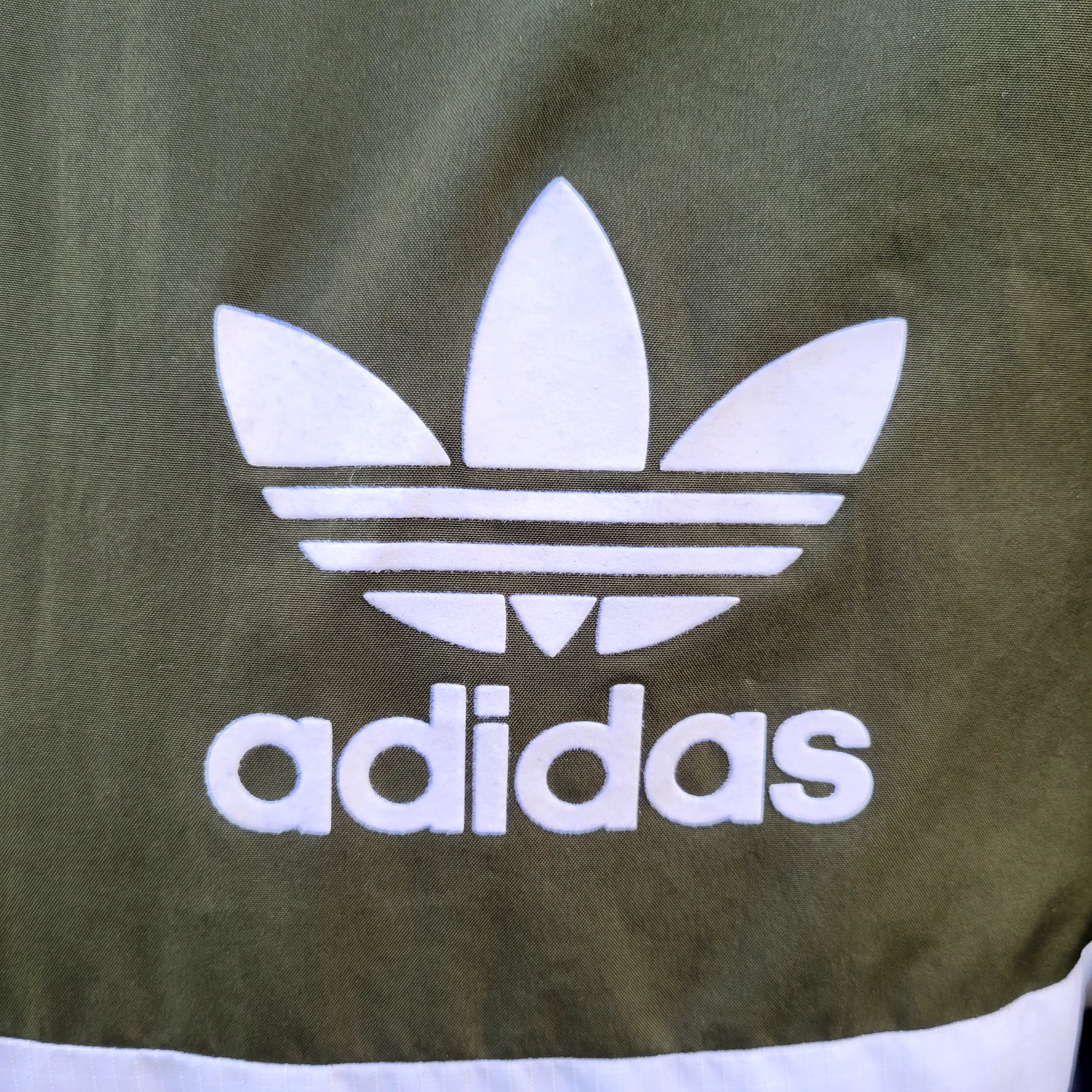 Adidas Originals Colourblock Windbreaker Jacket Green Navy White 3 Stripe Hooded Size-Large