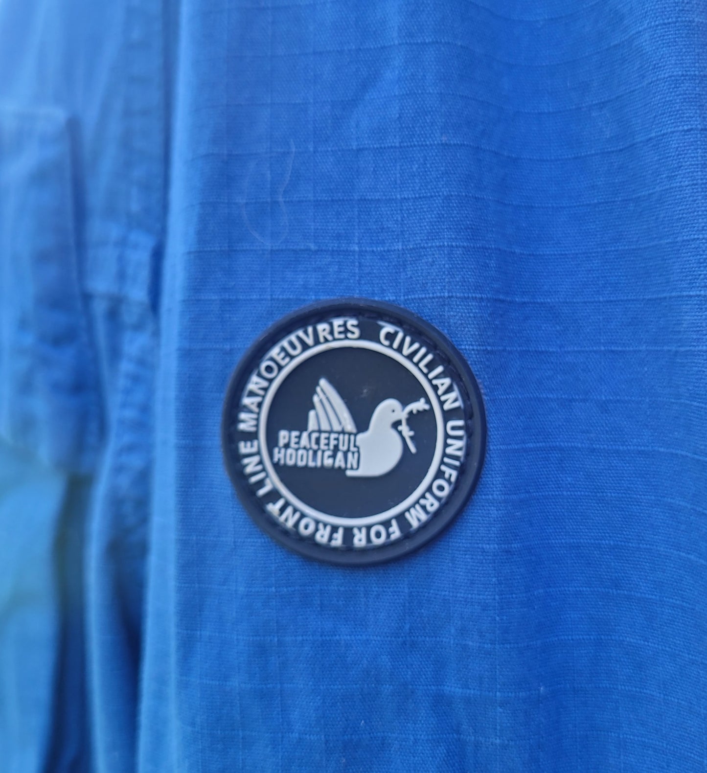 Peaceful Hooligan Burton Overhead Jacket Blue Ripstock Cotton Smock Size Large