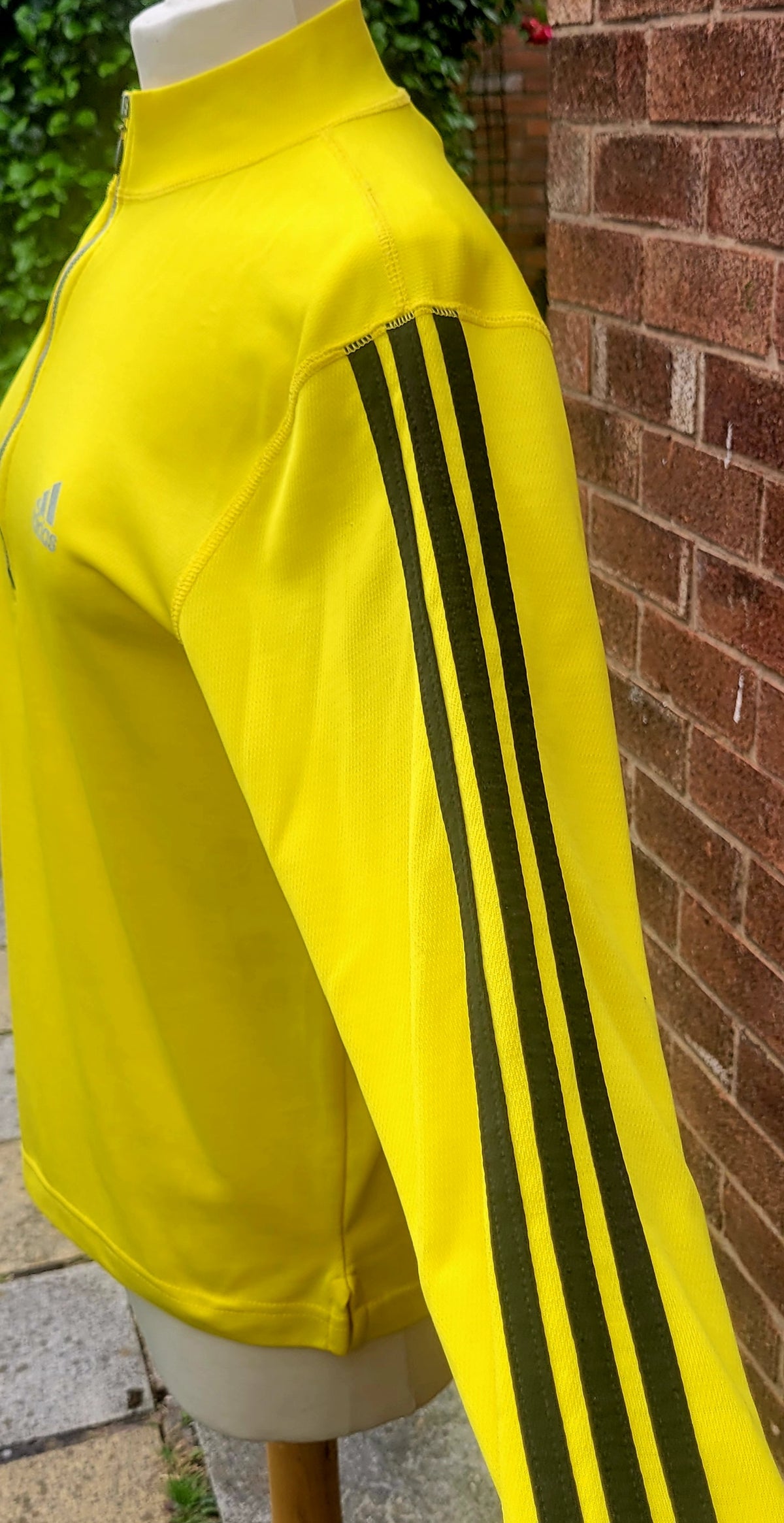 Adidas ClimaLite 1/4 Zip Training Top Neon Yellow Made in USA Size: US Large