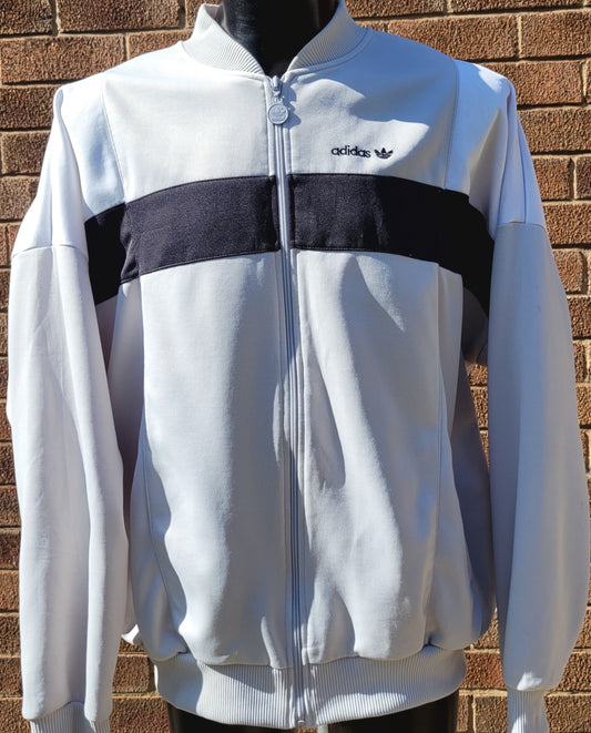 Vintage Adidas Originals Track Jacket Vintage Off White (ecru)  Black Panel  Taiwan Made  Full Zip  Size: XL
